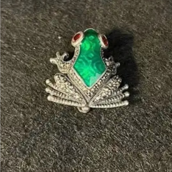 A Vintage Thailand 925 Silver Frog Brooch Pin - Picture 5 of 9